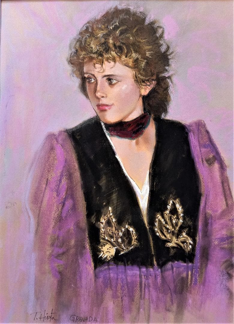 平田鉄男　タイトル「GRANADA」　8号サイズ　パステル画　真作