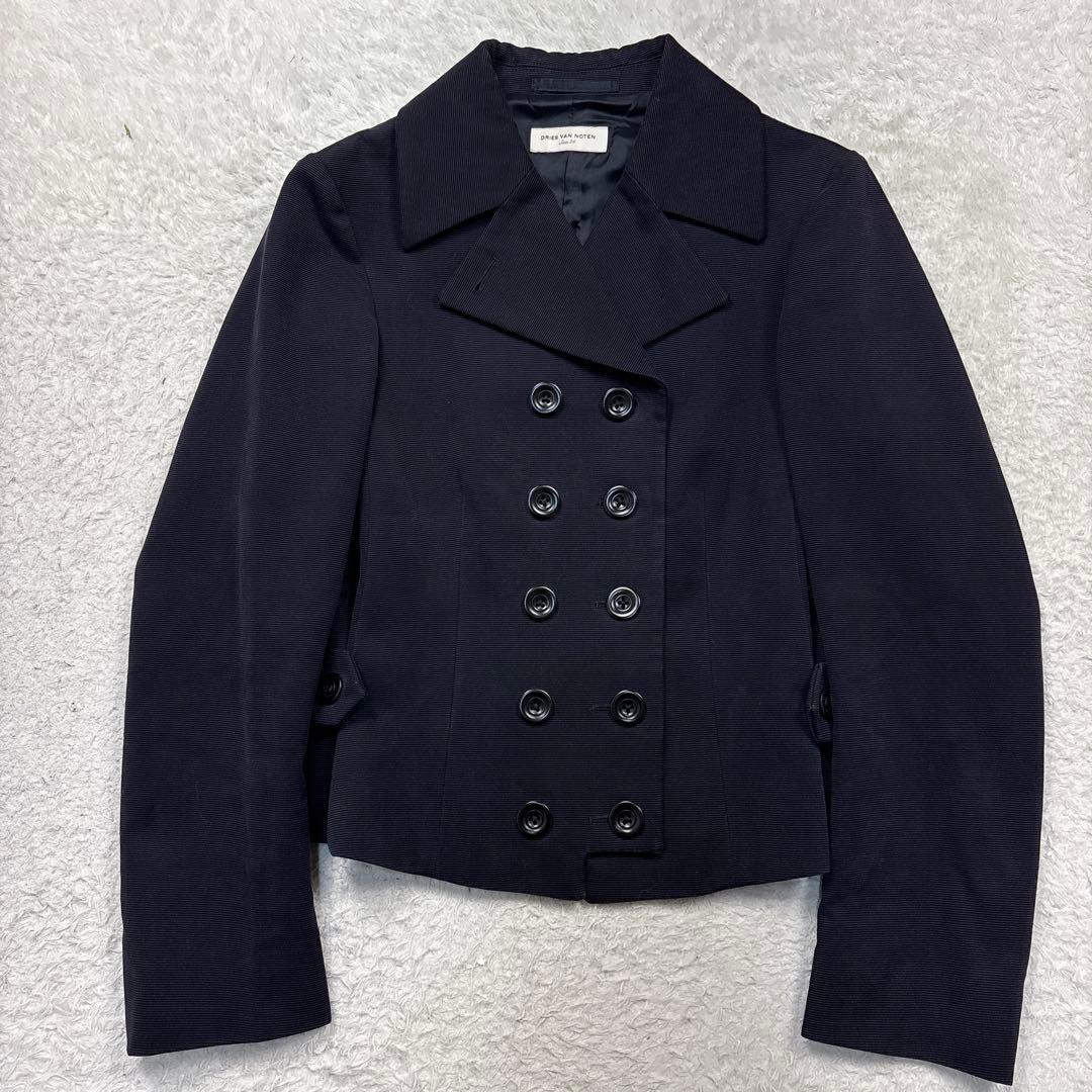 ドリスヴァンノッテン　ダブルボタンショートジャケット　ネイビー