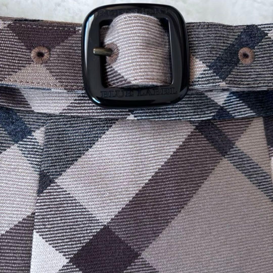 バーバリー ノバチェック柄プリーツスカート ベルト付き ウールスカート