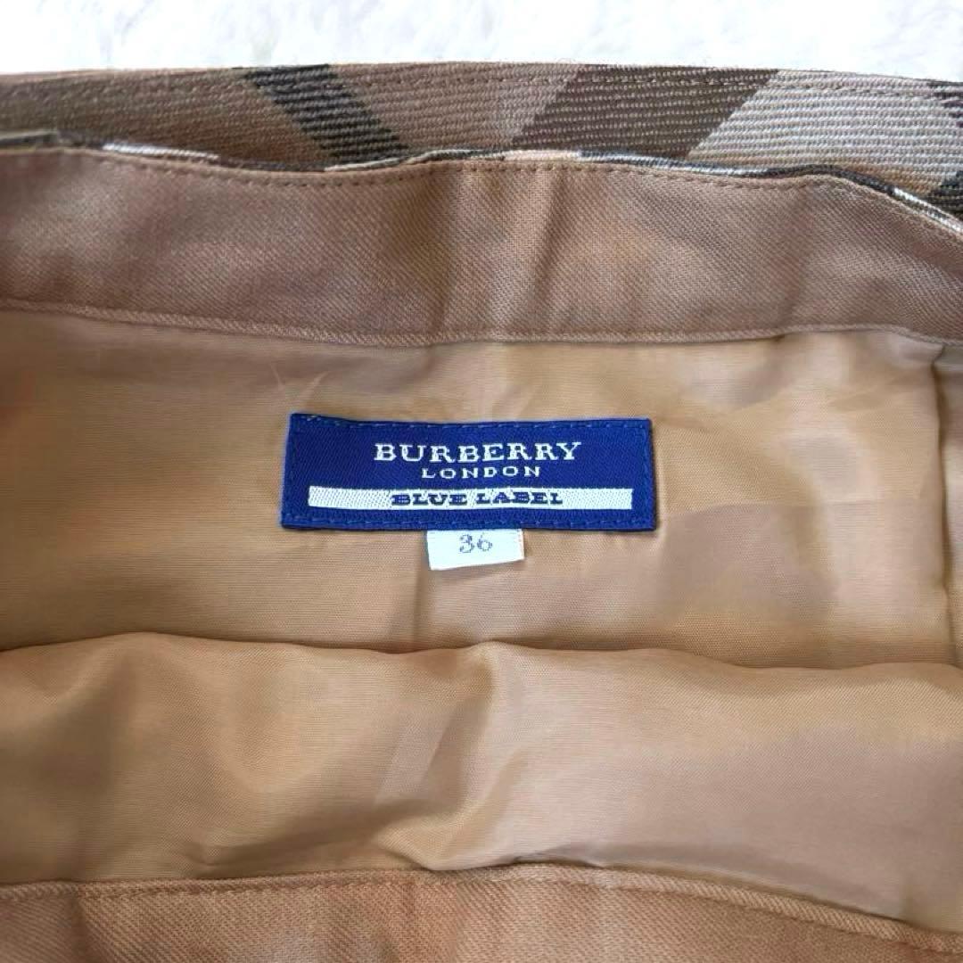 バーバリー ノバチェック柄プリーツスカート ベルト付き ウールスカート