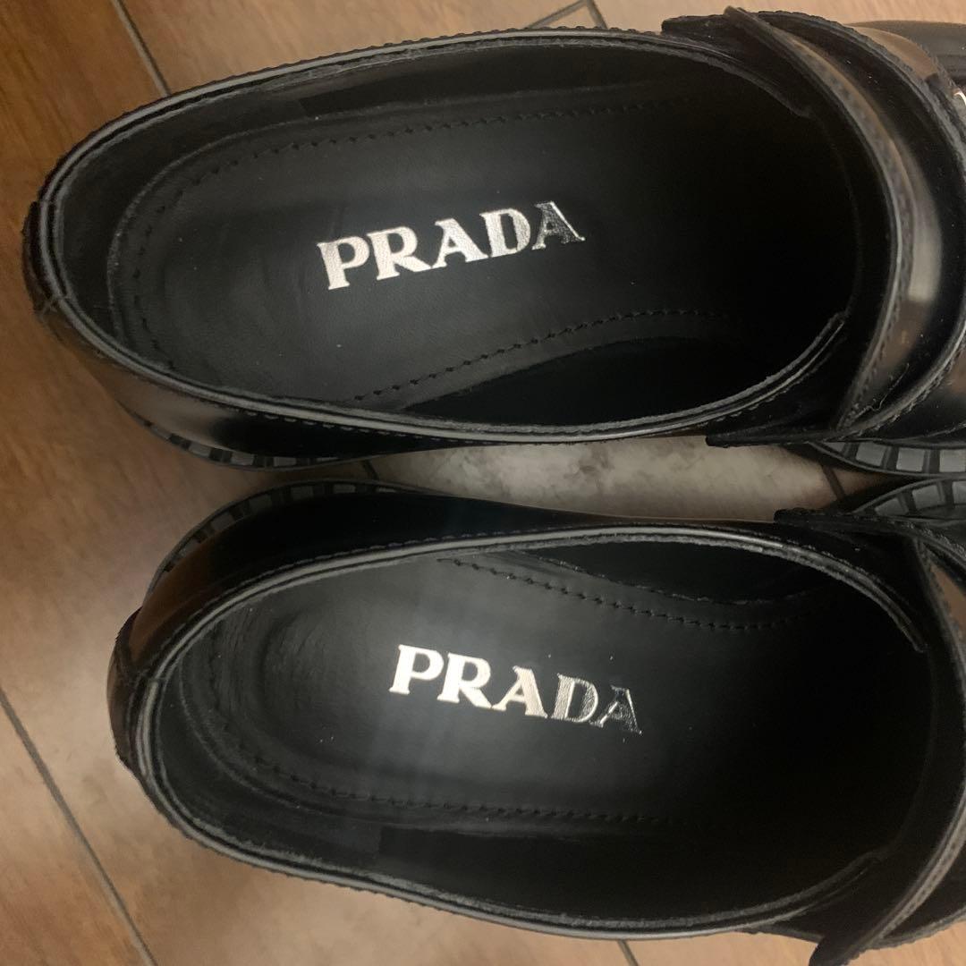 あつ☆ 　PRADAプラダ　チョコレートローファー　38 24-24.5黒