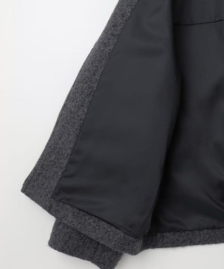 23区SLOW 大きいサイズ46 ループニードル ボア ブルゾン