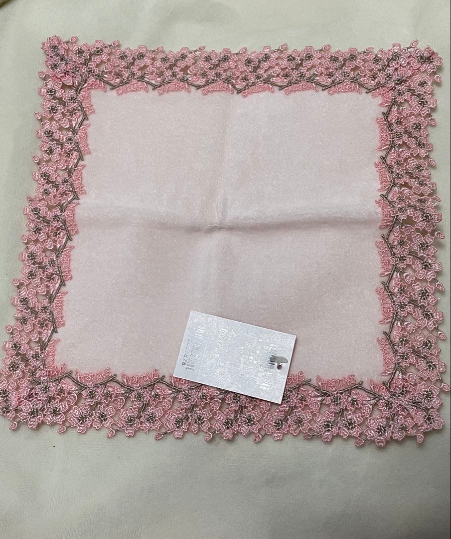 近沢レース　ハンカチ　婦人画報別注　春爛漫　桜便り　桜ひらひら　5枚セット