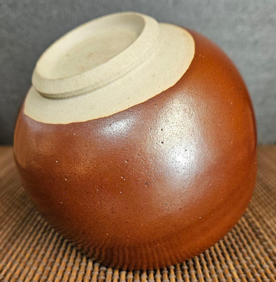 松風山焼　和同窯　藤本尚己(尚山)　鉄釉　茶碗　共箱　共布　陶歴書　茶道具　茶器