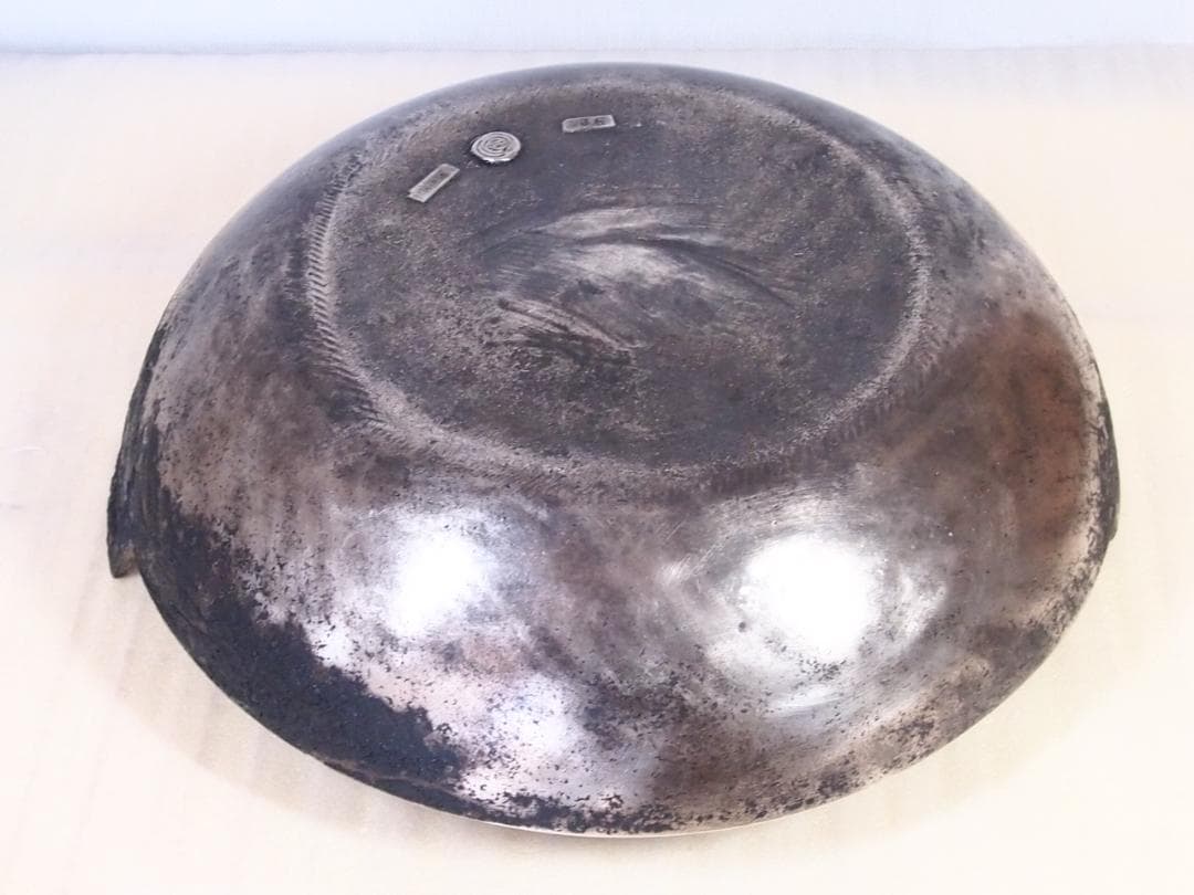 【中古・黒ずみあり】純洋銀 36cm 両手鍋 天ぷら鍋/すきやき鍋 アウトドア