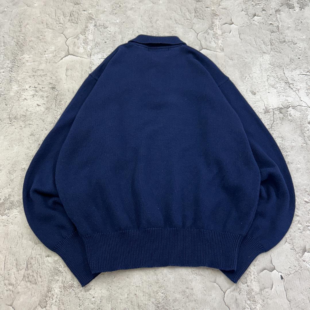 お*ち様 ラルフローレン　刺繍　ワンポイント　ポニー　襟付き　ニット　古着　ネイ