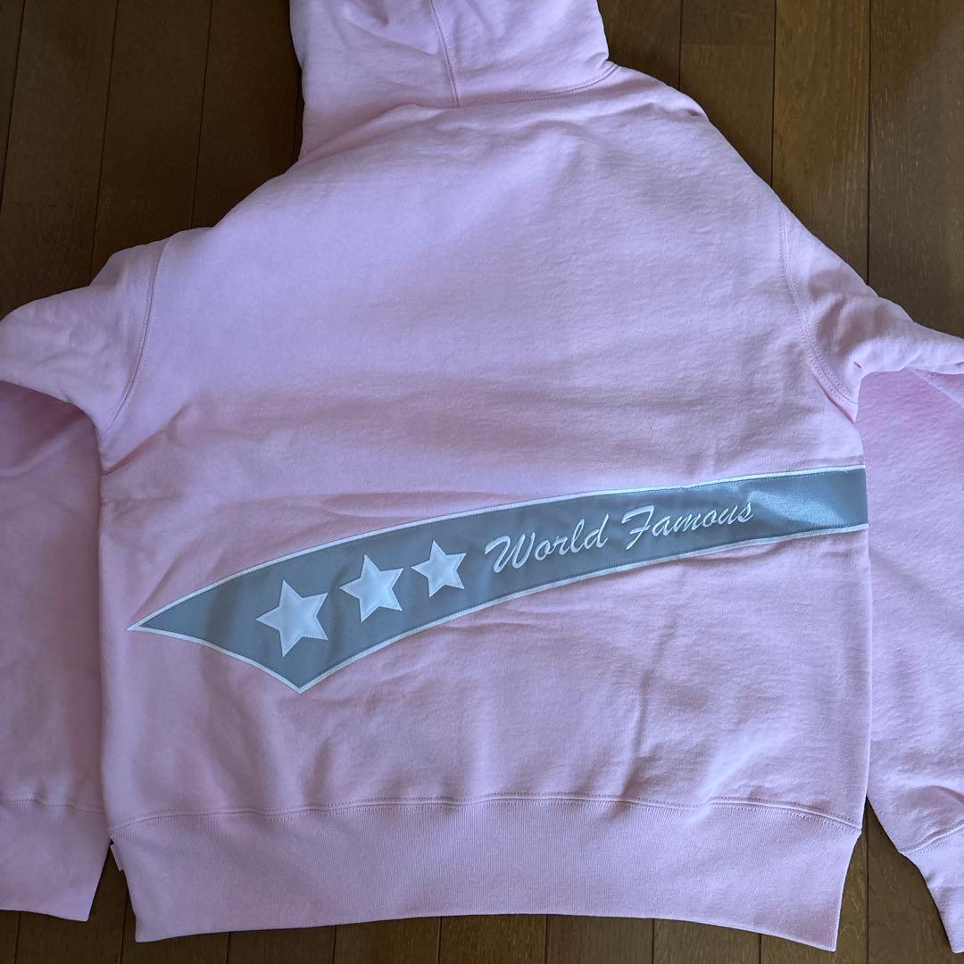 新品　Supreme ピンク ロゴ フード付きパーカー