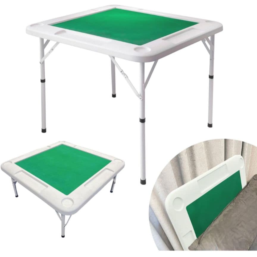 麻雀台 麻雀卓 家庭用 折り畳み式 麻雀テーブル 高さ2段階調整 白