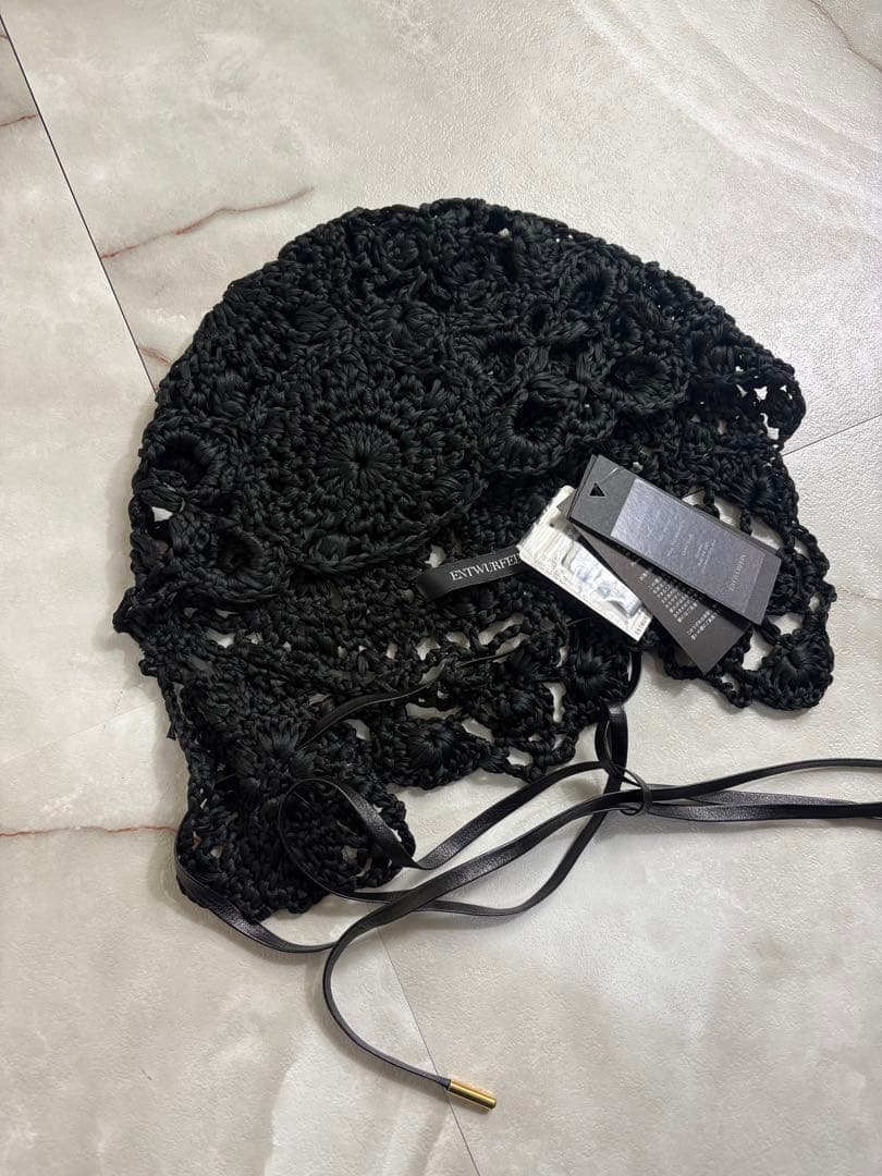 未使用　entwurfein レザー　帽子　レザー　ブラック　定価63800円