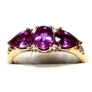 ね*み様 天然パ-プルサファイアK１８金リング、サイズ２２号！