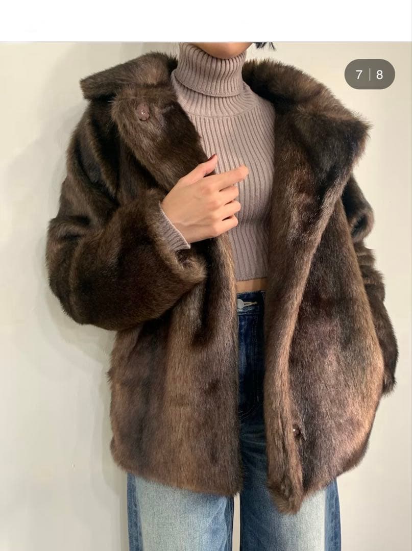 EMODA ミディフェイクファーコート　ブラウン