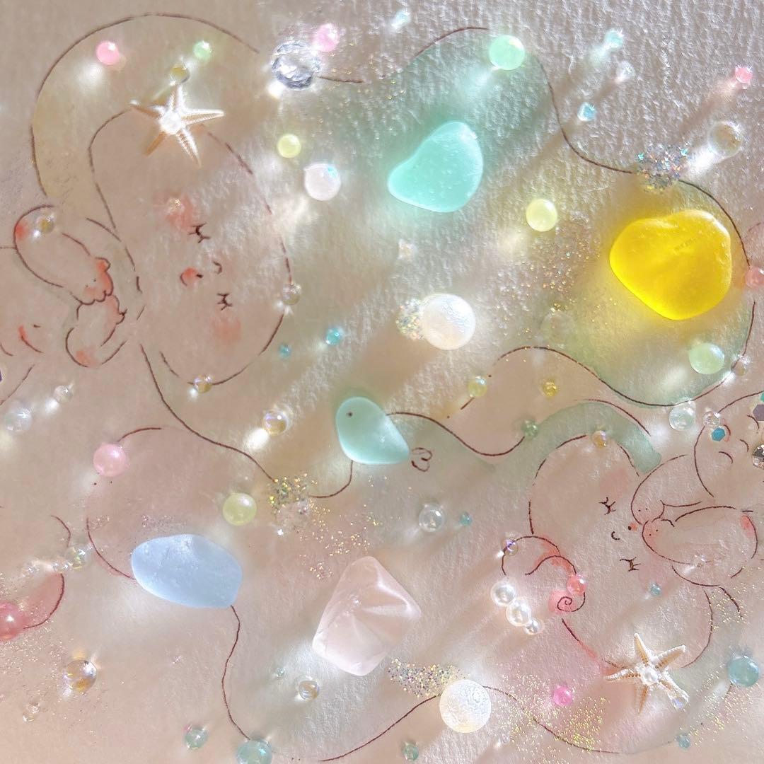 【マーメイド】イラスト　シーグラスアート　水彩画　原画