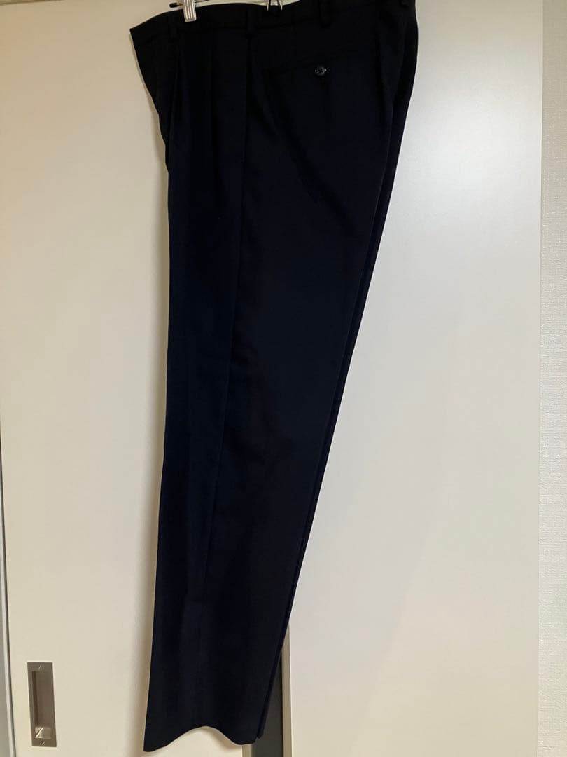 h*o様 heugn geore ネイビー プリーツ入り スラックス