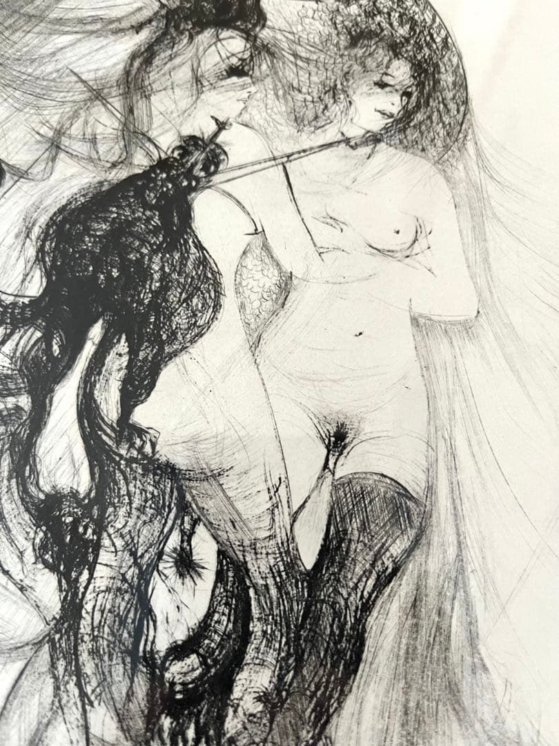 ウィリアムトーマス「鳥と女」銅板画