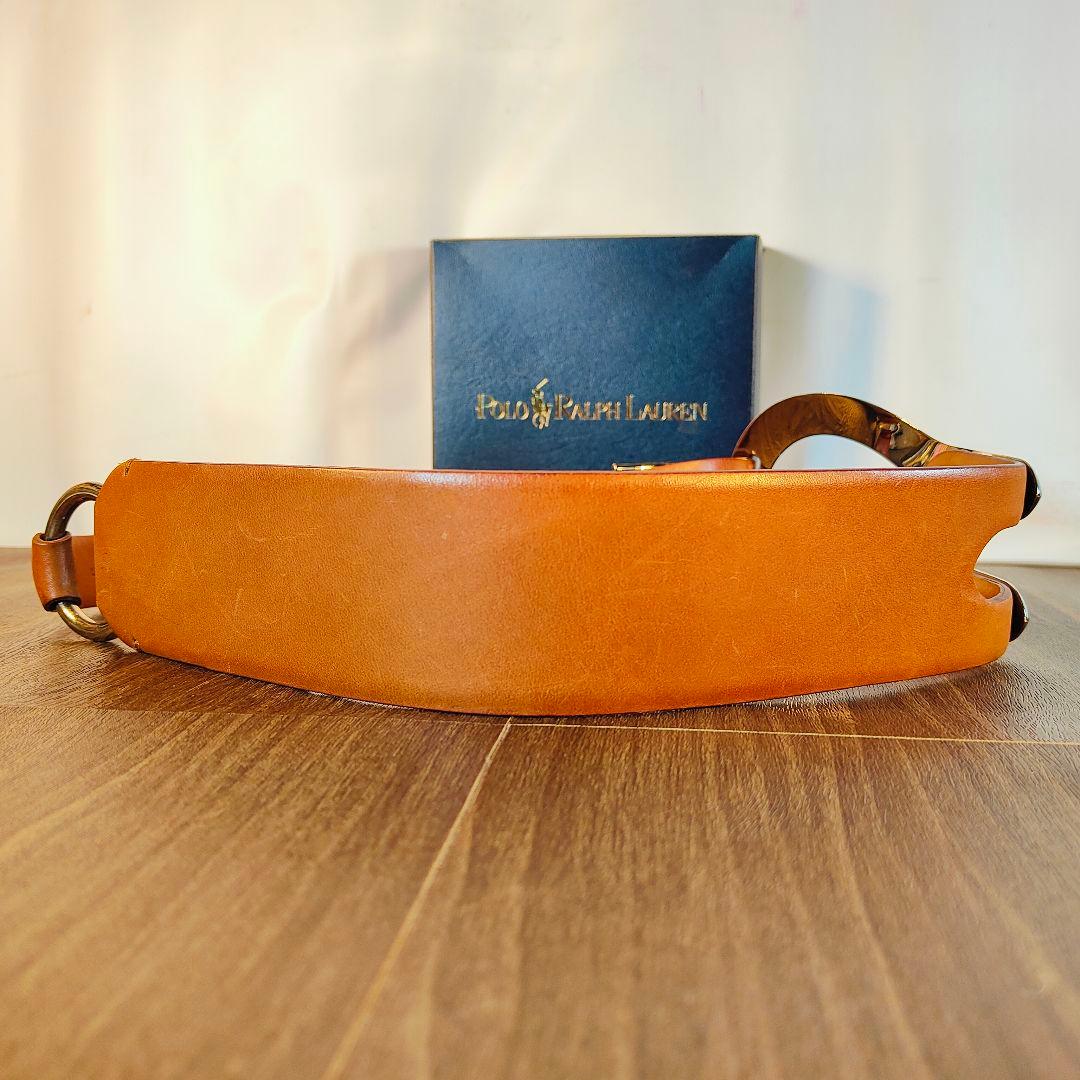 【極上品】ポロラルフローレン 高級ドレスベルト イタリア製　シルバー馬具バックル