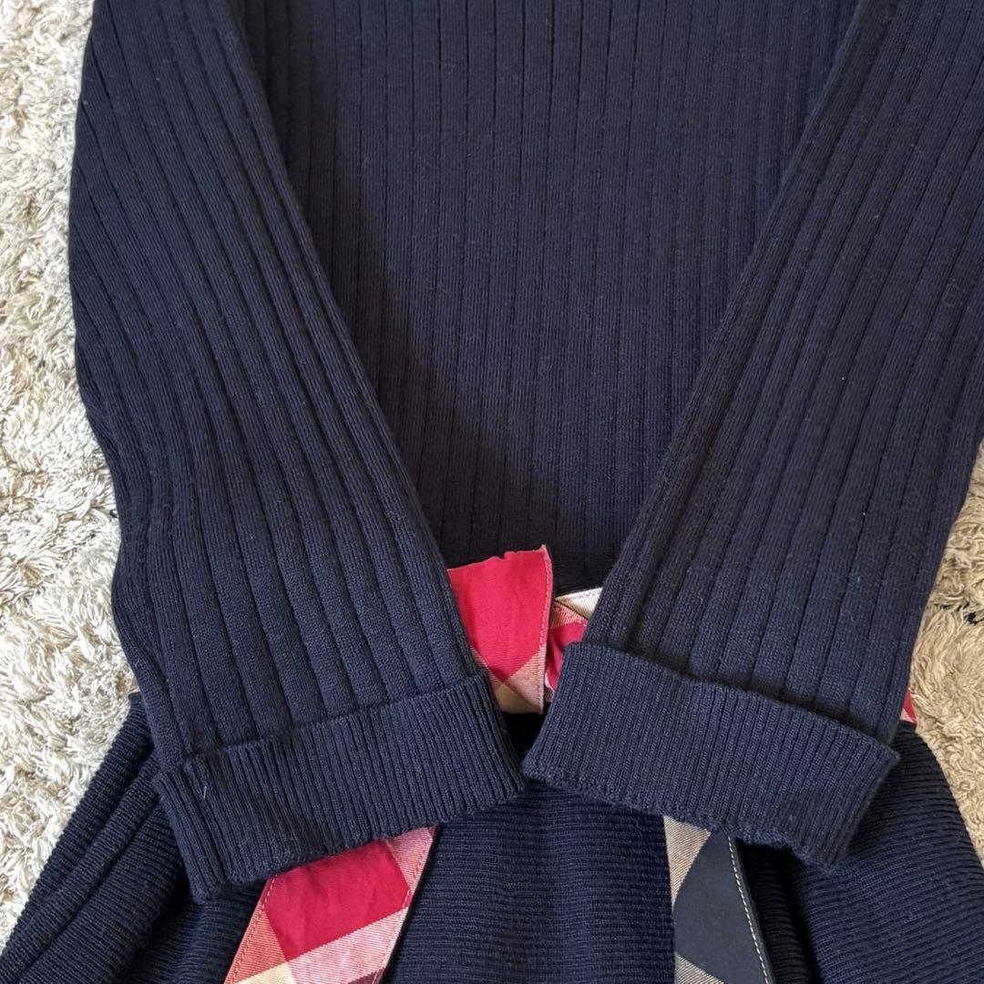 【美品✨】ブルーレーベルクレストブリッジ　切替　ドッキング　ワンピース　リボンM