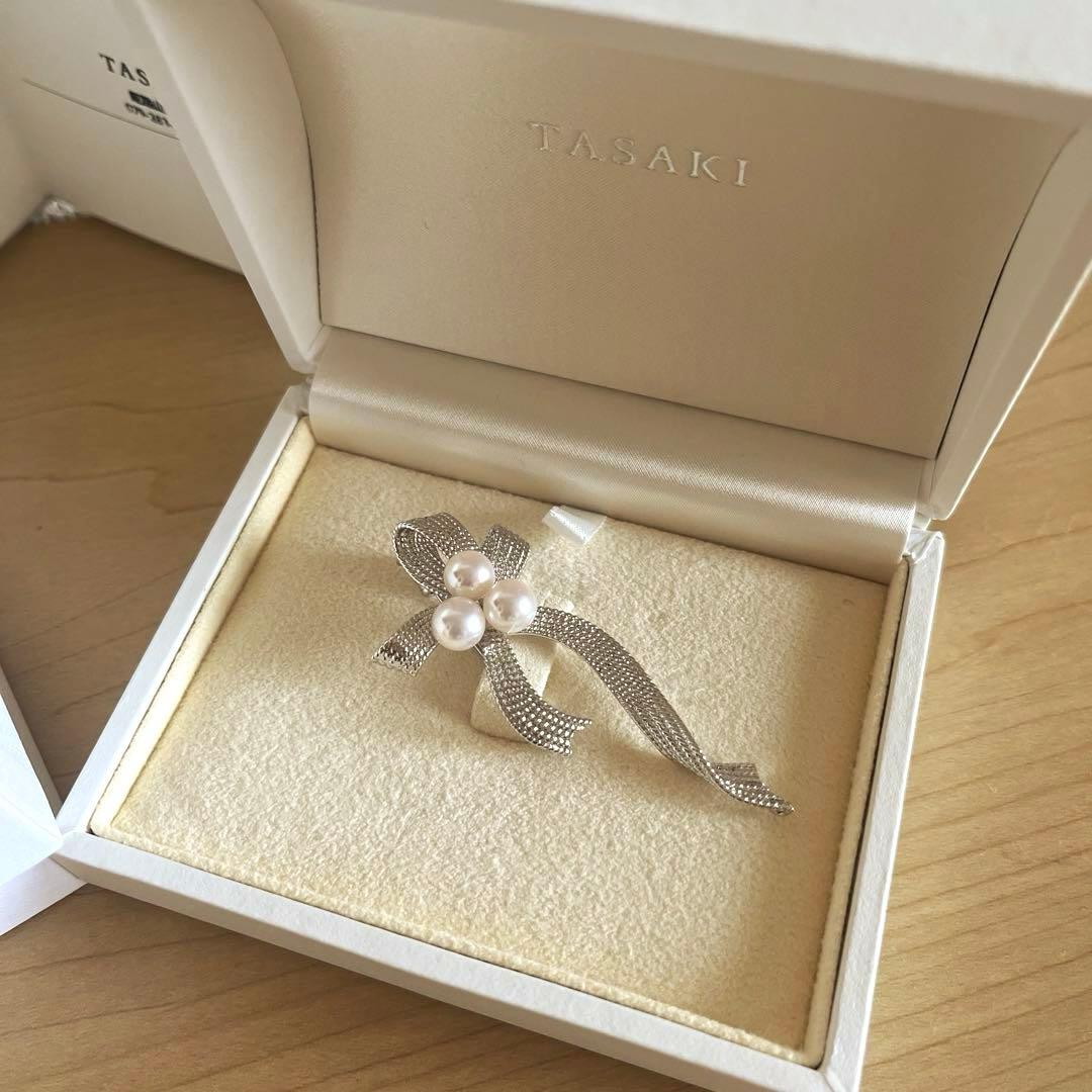 TASAKI シルバー リボン ブローチ 新品、未使用　証明書付き
