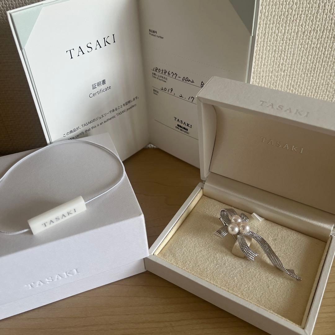 TASAKI シルバー リボン ブローチ 新品、未使用　証明書付き