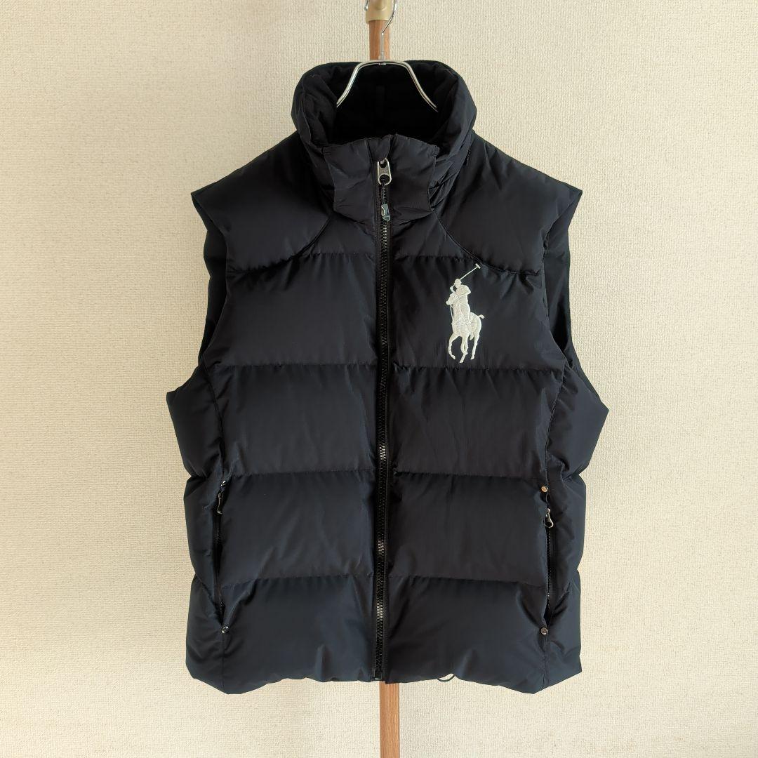 極美品 ポロラルフローレン 現行 ダウンベスト ビッグポニー 2way 黒 L