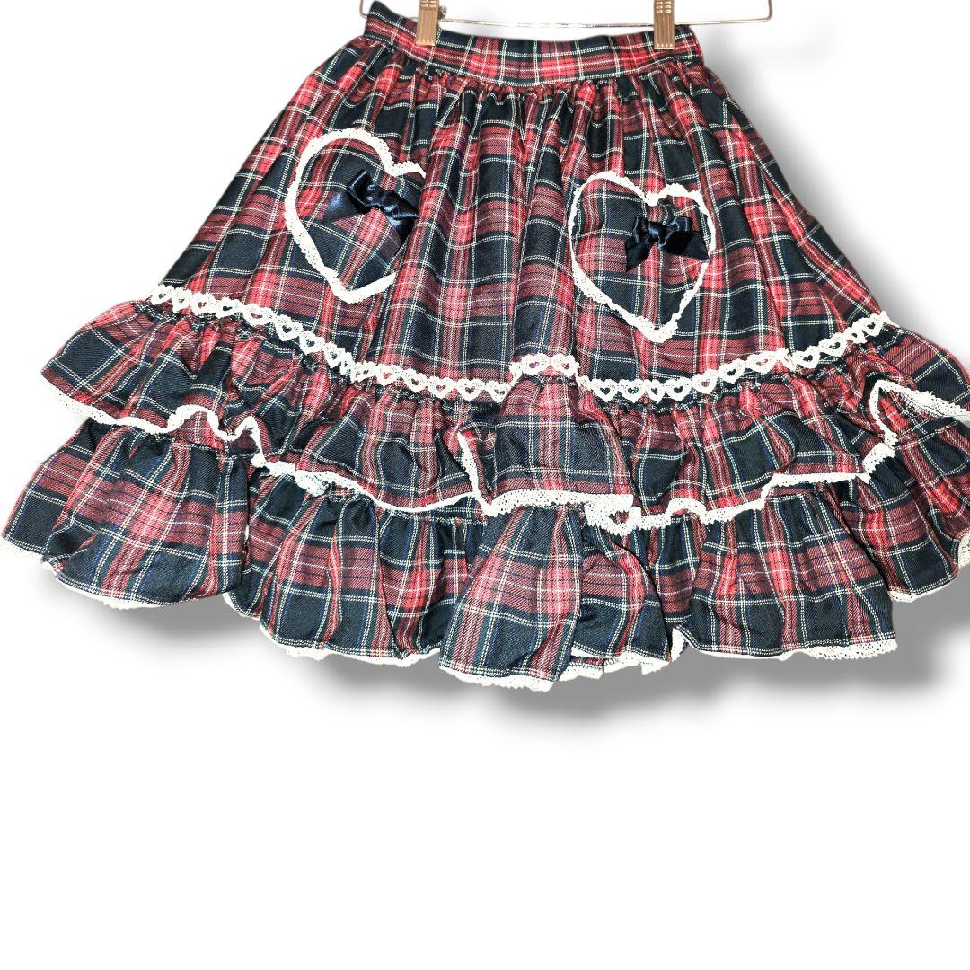 Angelic Pretty チェック柄　フリル　スカート　ロリータ　ハート