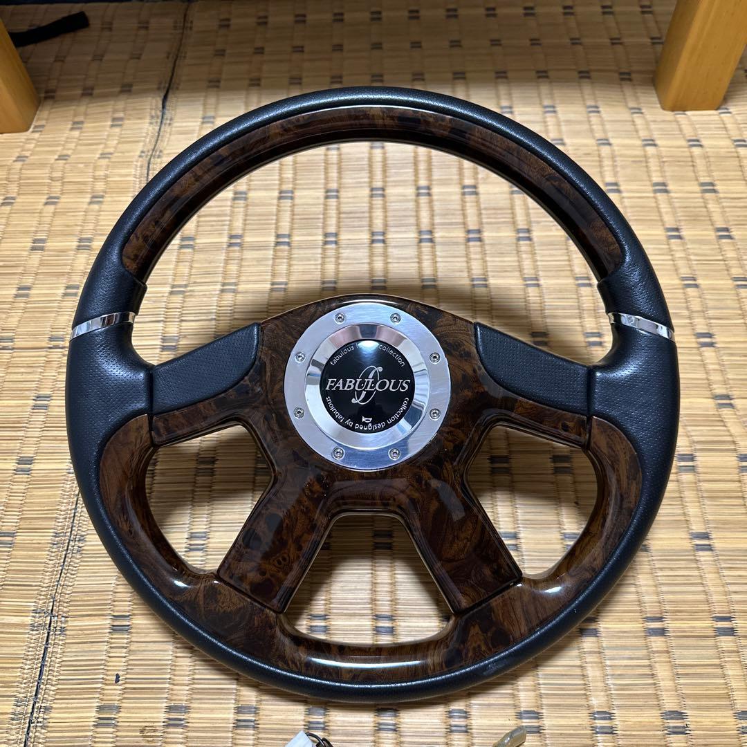 ファブレス ステアリングホイール ウッド調