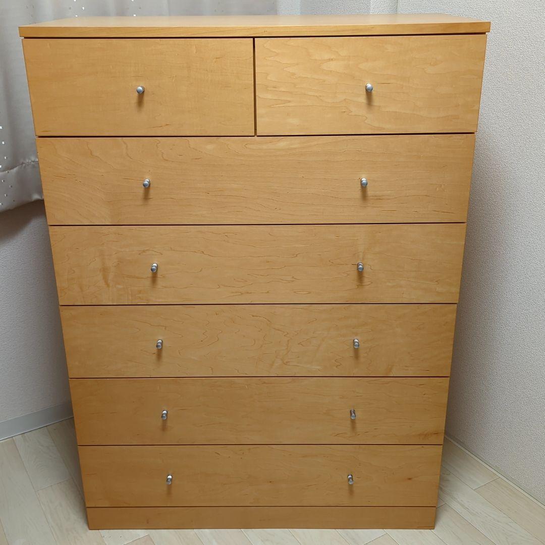 廃盤 無印良品 木製チェスト 6段ワイド メープル突板