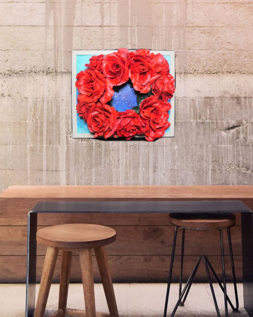 油絵 油彩 油彩画 絵 絵画 【薔薇リース】