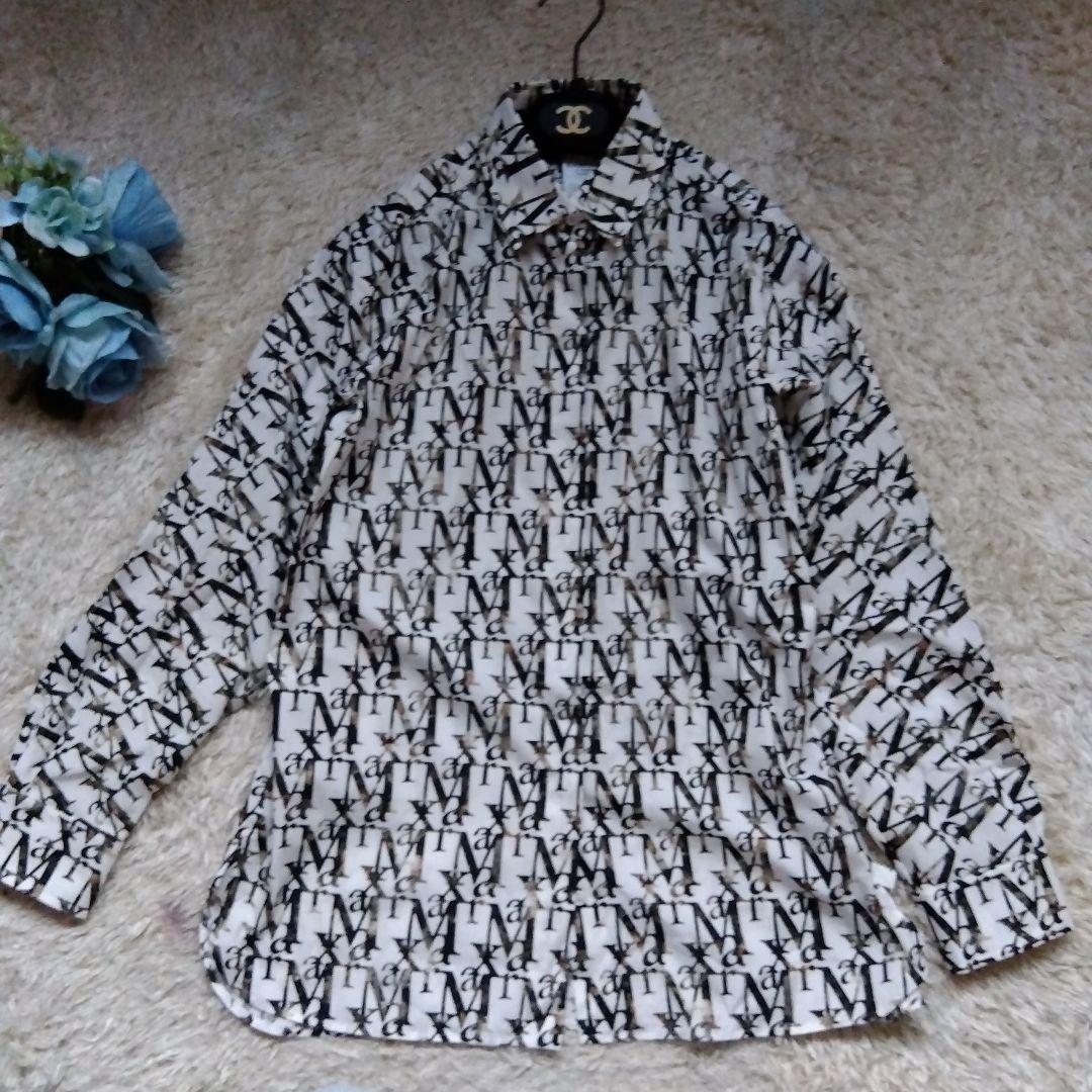 素敵♡マックスマーラ　Max Mara　総柄　シャツ　銀タグ　高級　ホワイト