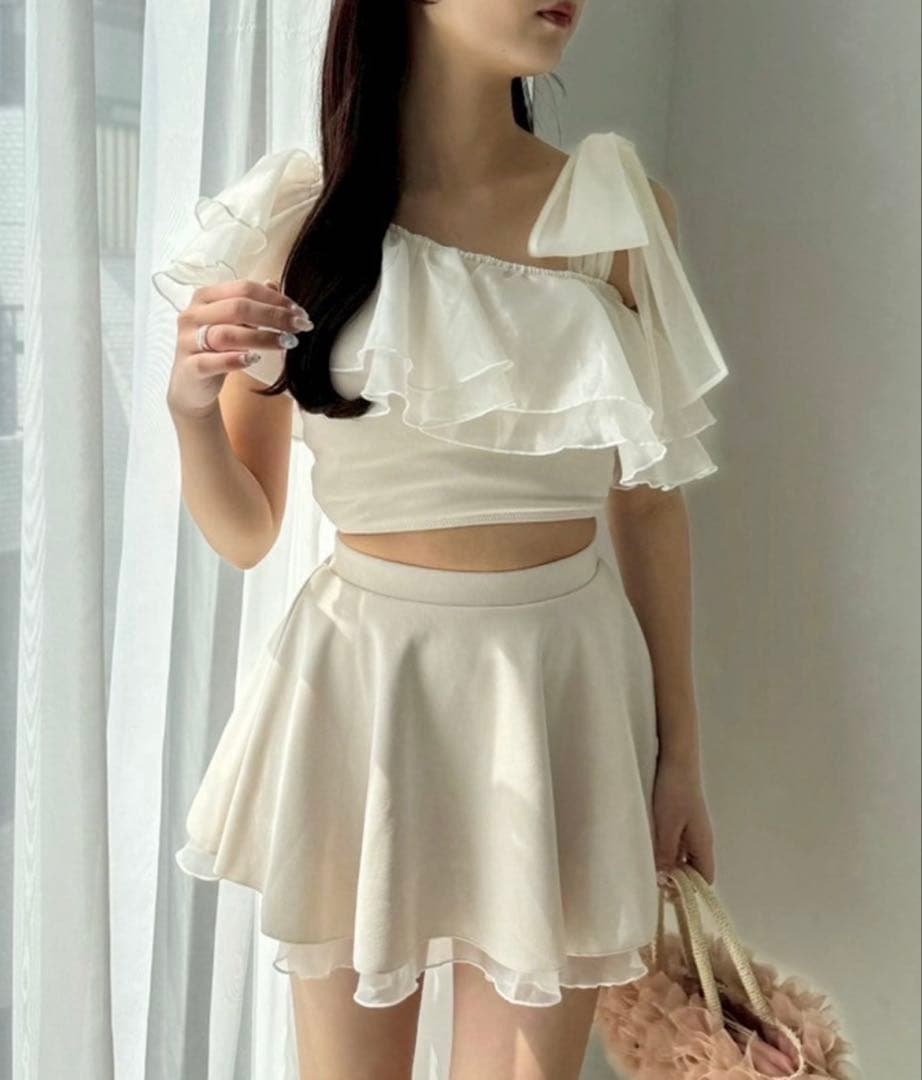 NICE CLAUP 水着 肩リボンワンショルダー 3点セット