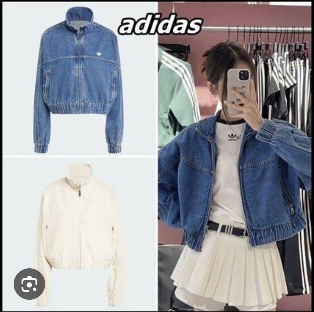 アディダス 短丈 デニムジャケット トラックトップ ドロップショルダー XL