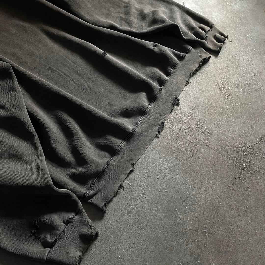 80's 万国旗タグ“adidas”墨黒“USA製”boro sweat