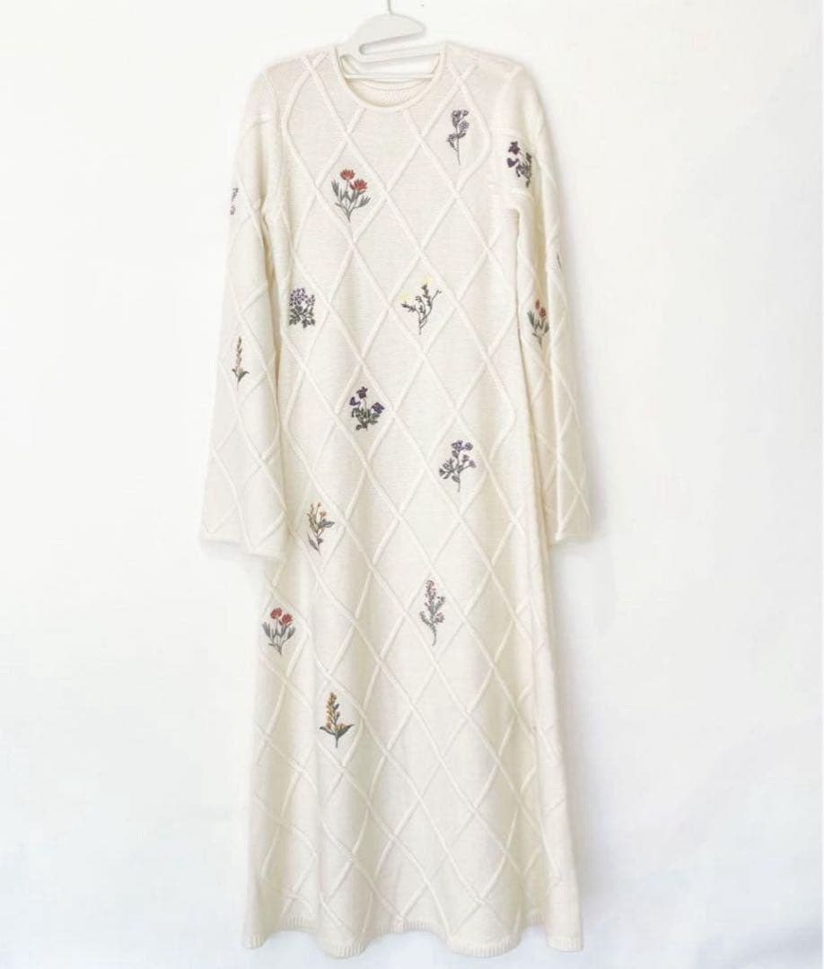 AMERI アイボリーニット ロングワンピース