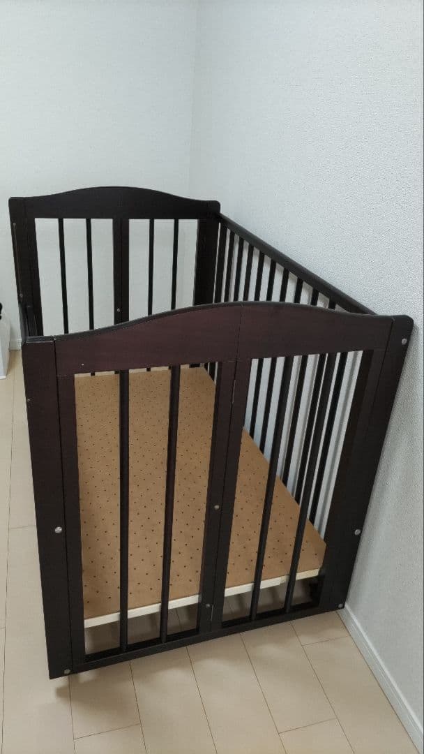 【Hideki Masuda】石崎家具 ベビーベッド 折りたたみ ブラウン