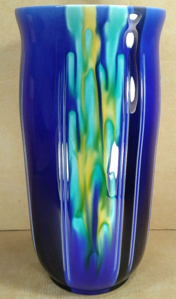 【本物保証】徳田正彦(人間国宝 三代徳田八十吉）燿彩花器 共箱 毎日オークション