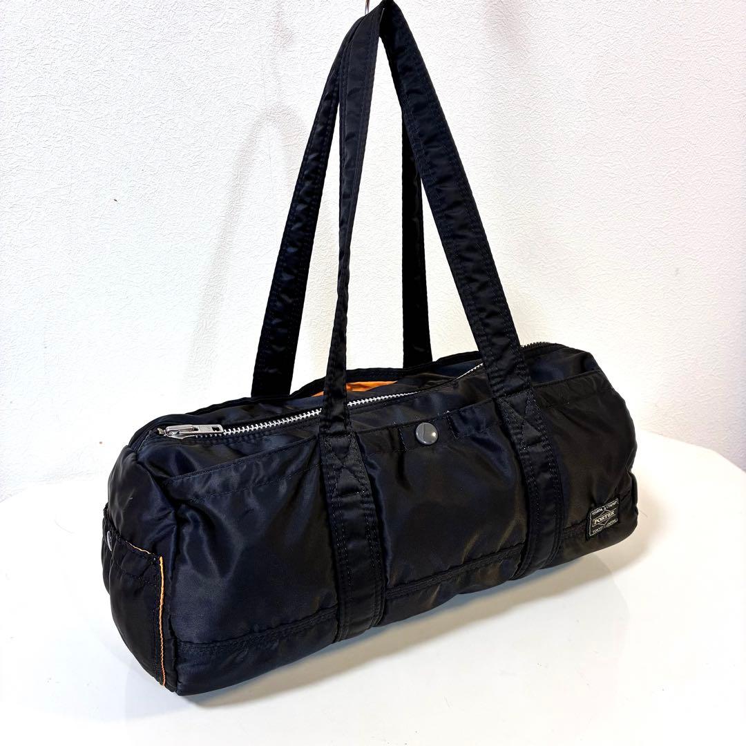 【美品】ポーター タンカー ミニボストンバッグ ドラムバッグ ナイロン ブラック