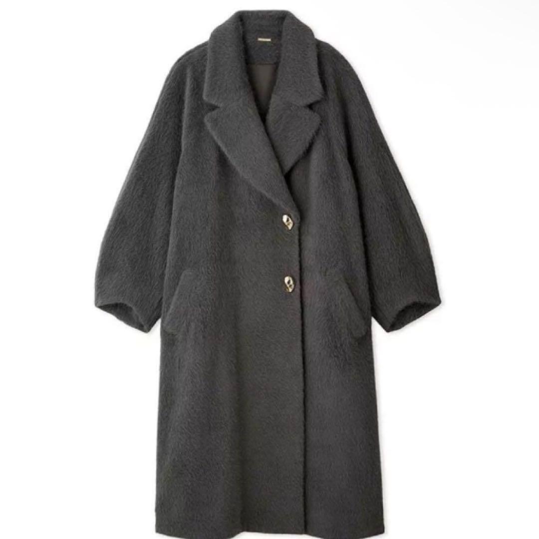 SNIDEL スナイデル シャギーロングコート　チャコールグレー