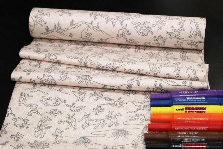 鳥獣戯画　NO1 　市田ひろみ　化繊　ポリエステル　洗える　長襦袢　反物