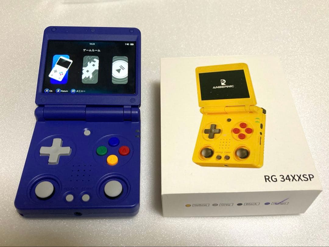 ANBERNIC RG 34XXSP インディゴブルー GBA SP 風