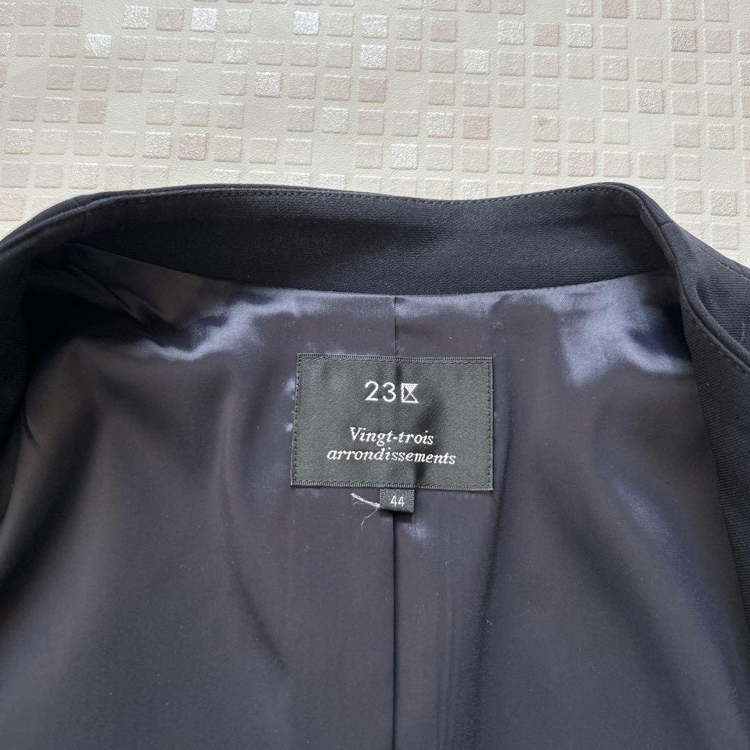 美品 23区 ノーカラースーツ スカート 大きいサイズ44 ブラック