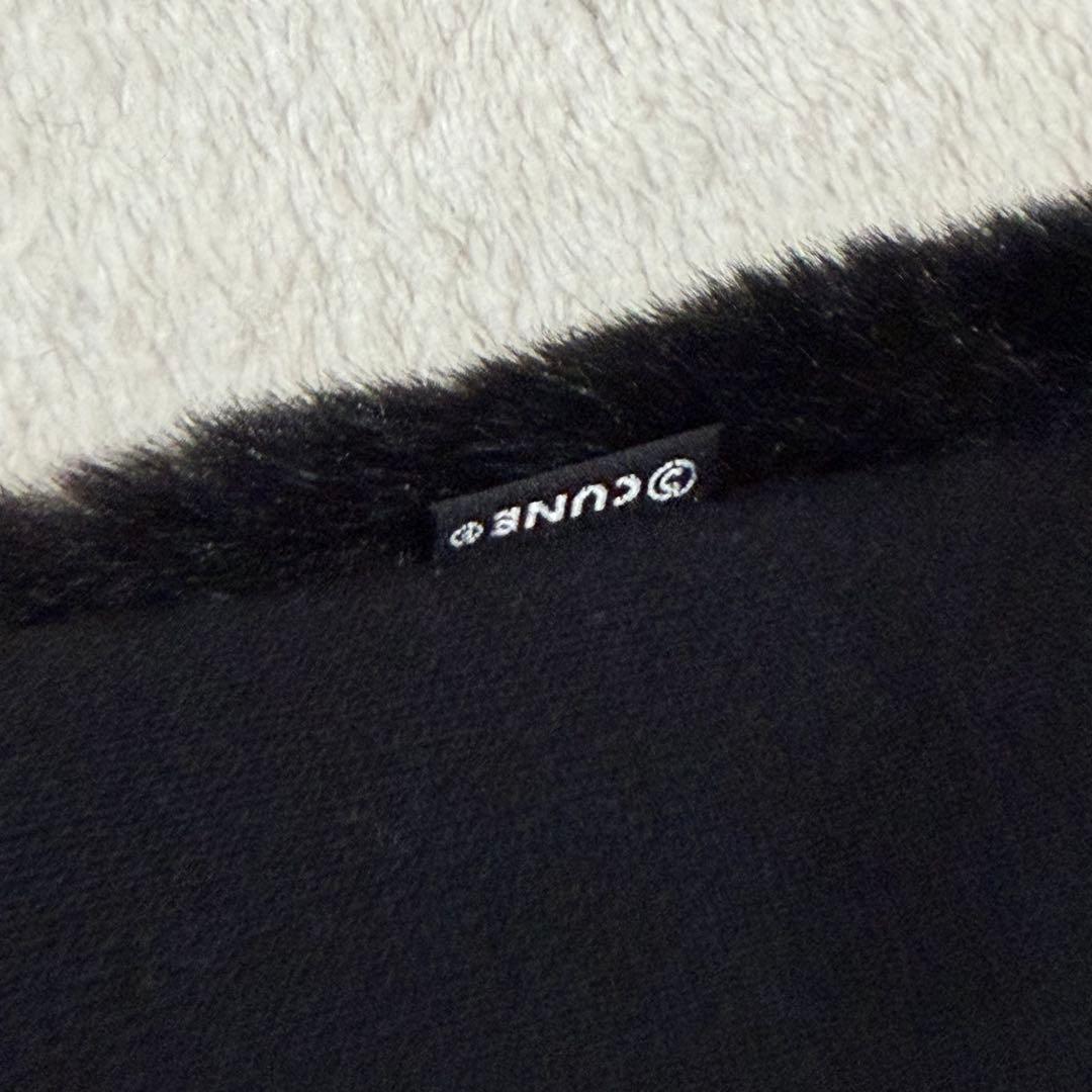 CUNE　袖ファー耳付きジップパーカー　黒　日本製　タグ付き　定価約3.5万