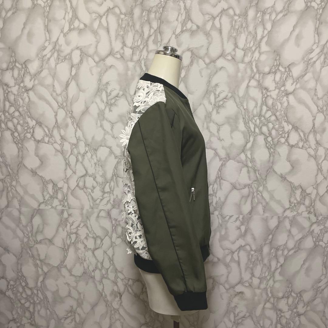 美品 Chesty レースデザインブルゾン　MA-1 ダブルジップジャケット