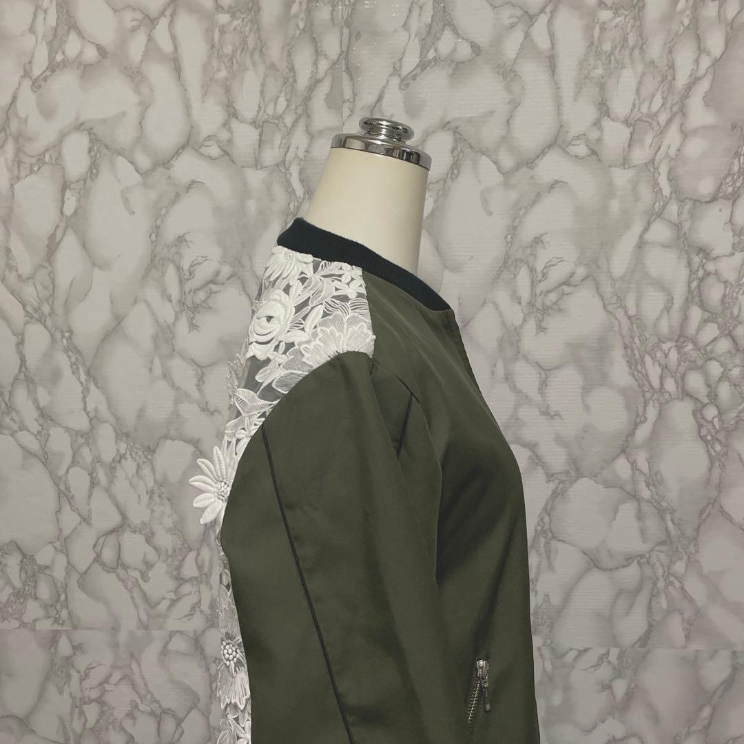 美品 Chesty レースデザインブルゾン　MA-1 ダブルジップジャケット