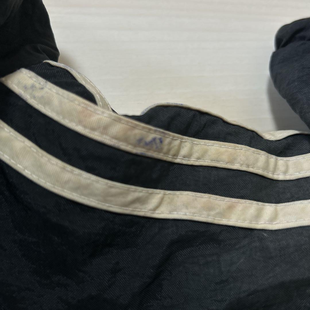 90s adidas フーディー ナイロンジャケット ロゴ刺繍 ブラック L