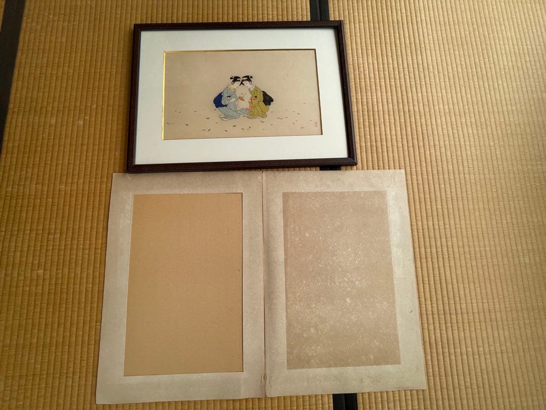 小村雪岱の見立寒山拾得　版画（エスタンプ）