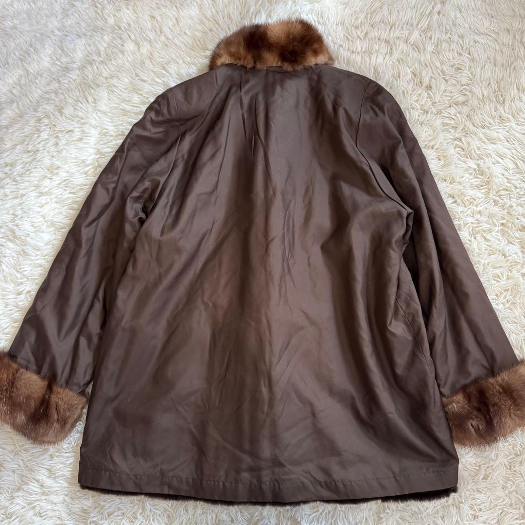 【極美品】最高級リアルファー リバーシブルコート 2way シルキー毛並み 軽量