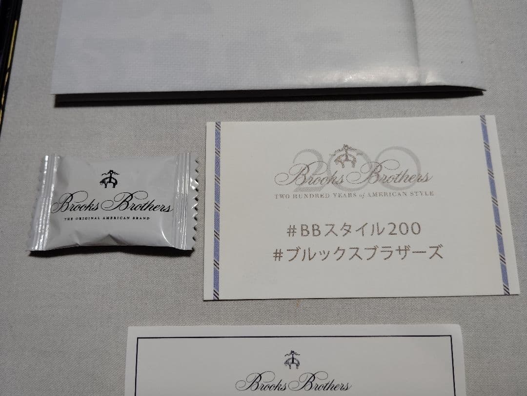 希少　ブルックスブラザーズ　200周年記念ポケットチーフ　ブロックフリース　紺金