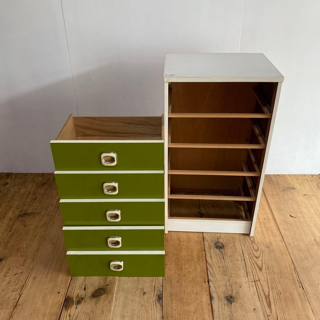 レトロポップ チェスト 棚 5段 昭和レトロ グリーン z813