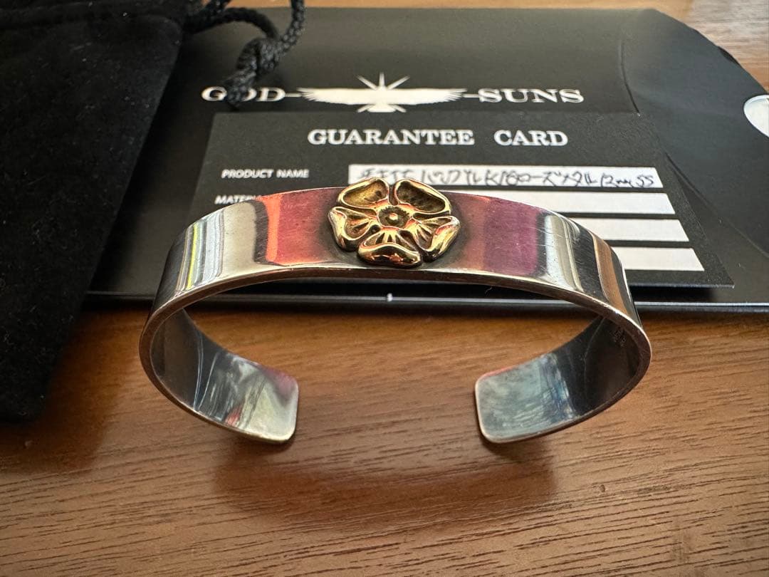 GODSUNS ゴッドサンズ平打ち12mmバングル K18ローズメタル付