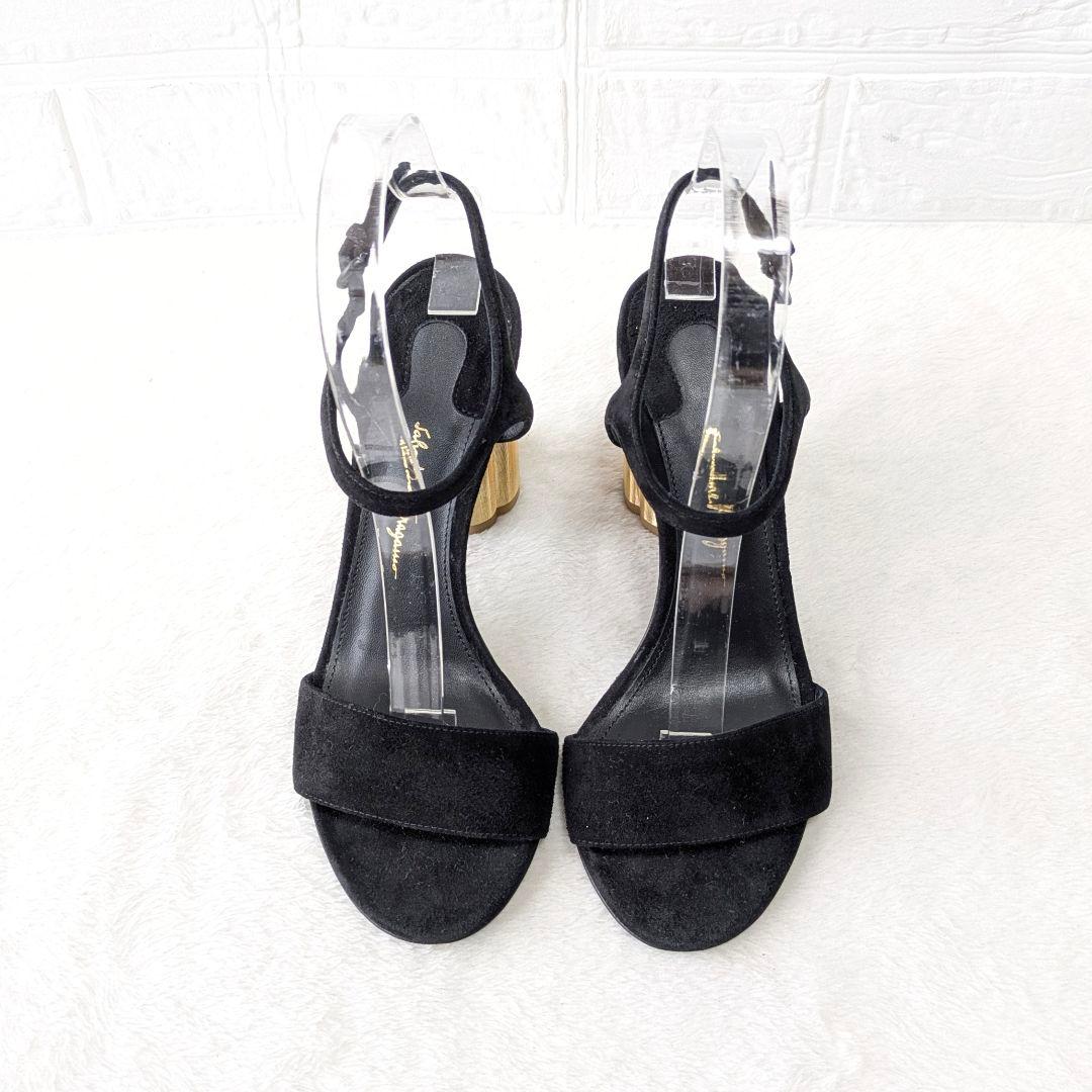 ✨極美品✨フェラガモ フラワーヒール サンダル ブラック