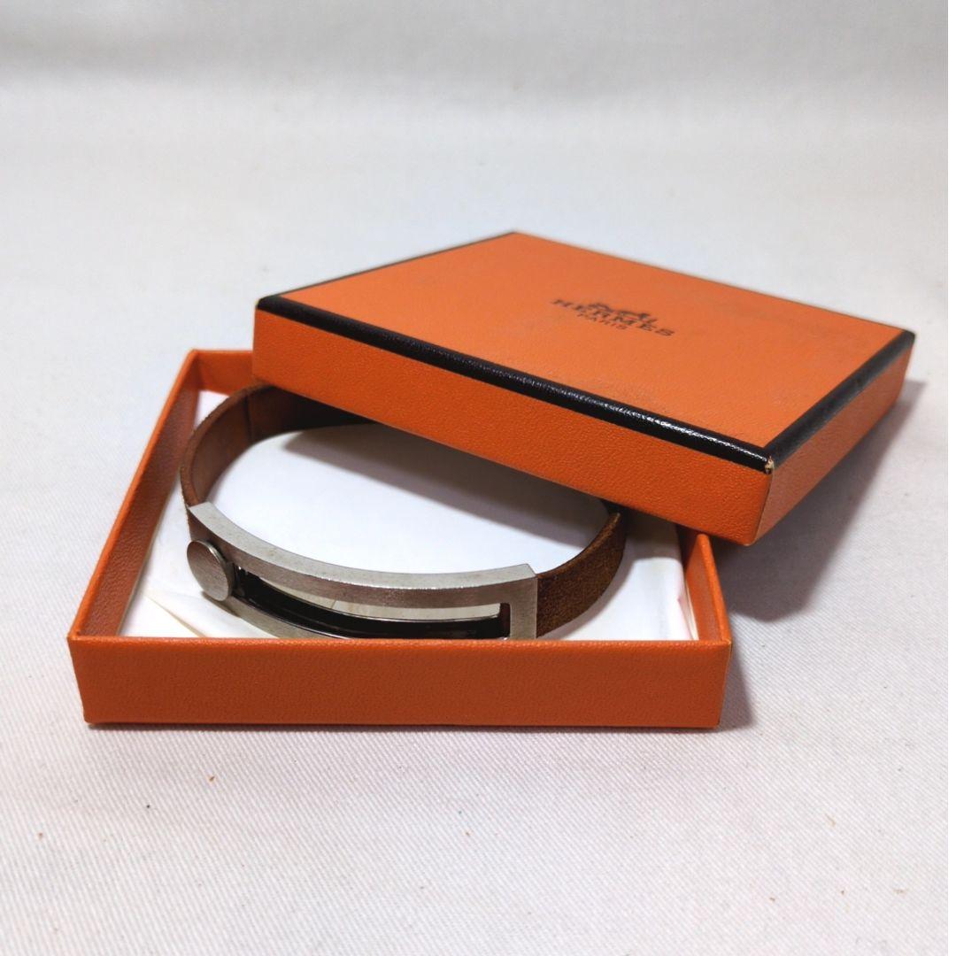 HERMES　エルメス　シルバー×ブラウン　プスプス　バングル　ブレスレット